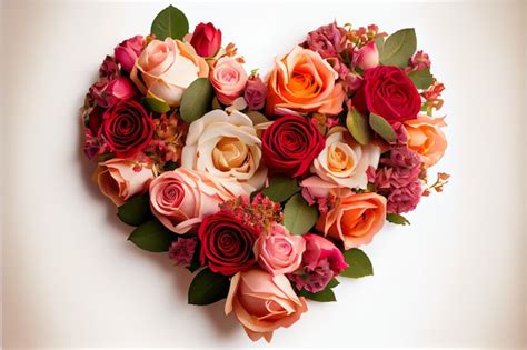 Premium Photo | Roses arranged in a heart shape love valentine's day ...