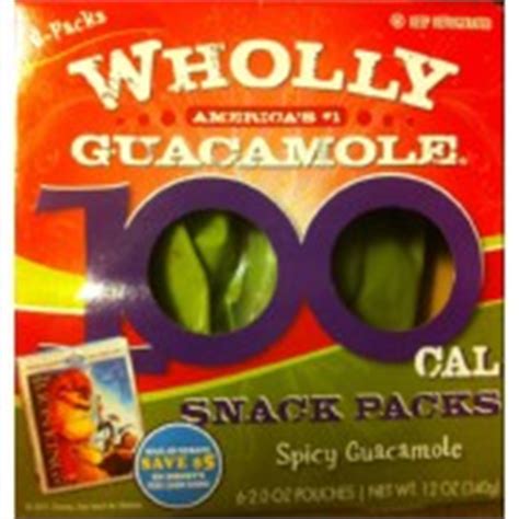 Wholly Guacamole Guacamole, 100 Calorie Snack Packs, Spicy: Calories ...