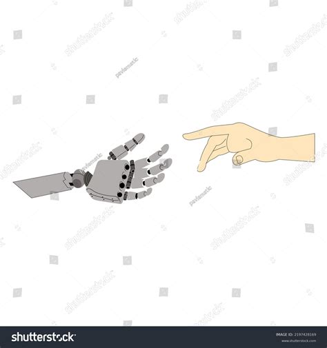 Robot Hand Human Hand Concept Isolated Stock Illustration 2197428169 ...