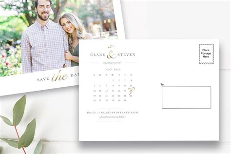 Calendar Save the Date Template | Save the date templates, Card template, Photoshop template design