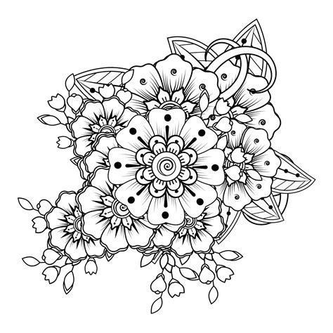 Flowers in black and white. Doodle art for coloring book 7397096 Vector Art at Vecteezy