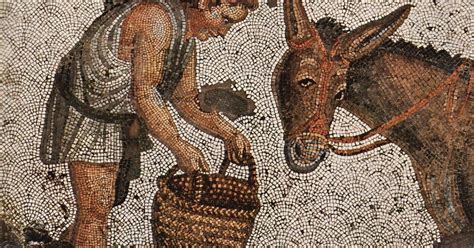 Mosaic showing feeding donkey « IMPERIUM ROMANUM