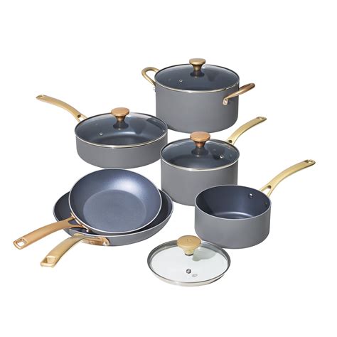 Beautiful 10 PC Cookware Set, Grey Smoke by Drew Barrymore - Walmart.com