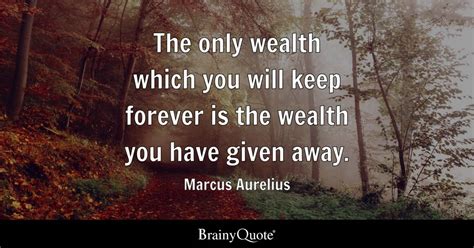 Marcus Aurelius - The only wealth which you will keep...