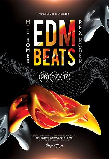 Black Abstract EDM Beats Premium Flyer Template PSD | by Elegantflyer