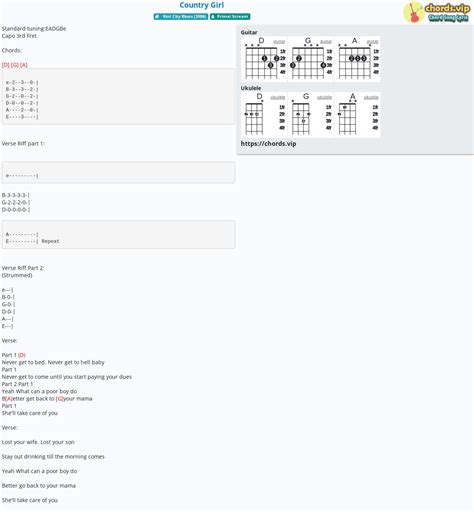 Chord: Country Girl - tab, song lyric, sheet, guitar, ukulele | chords.vip