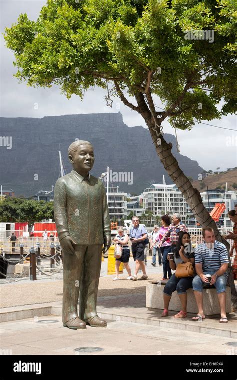 Nelson Mandela statue on Nobel Square at the V&A Waterfront Cape Town S ...