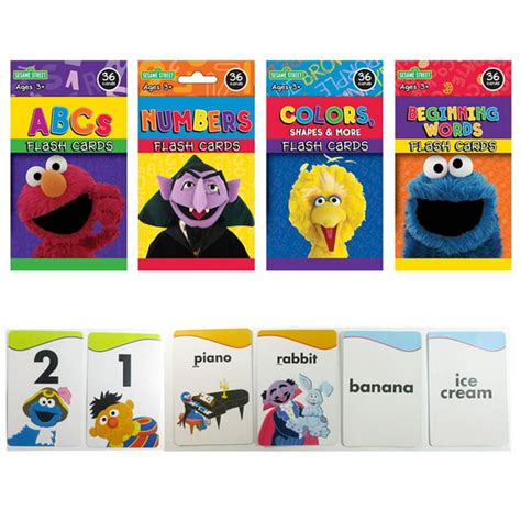 4 Sesame Street Flash Cards Beginning Words Numbers Colors Shapes Alphabet ABC ! - Walmart.com ...