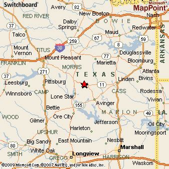 Hughes Springs, Texas Area Map & More