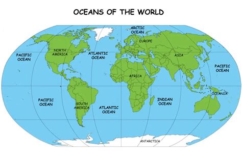 All about Oceans of the World Fun Earth Science Facts for Kids - a Map of the Oceans of the ...