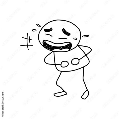 Laughing out loud stick figure, a hand drawn doodle of a stick figure laughing out loud ...