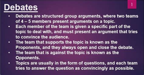 English HL - Debating rules - Teacha!