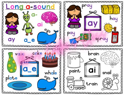 Long a-sound flashcards & anchor charts – a_e, -ay, ai (pdf) • Teacha!