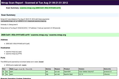 Online Port Scanner using Nmap | HackerTarget.com