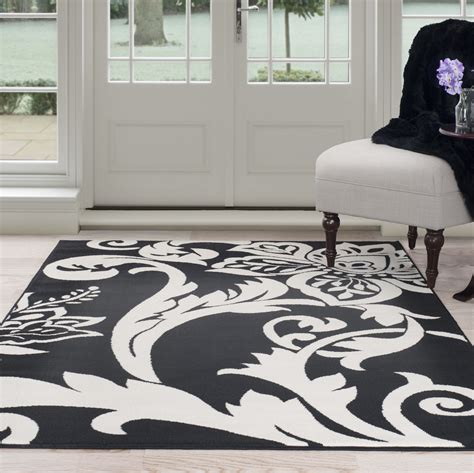 Floral Black/White Area Rug | Floral area rugs, Rugs, Contemporary area rugs