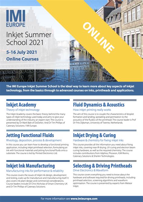 Inkjet Summer School 2021 - Introduction — IMI Europe - high quality inkjet conferences and courses