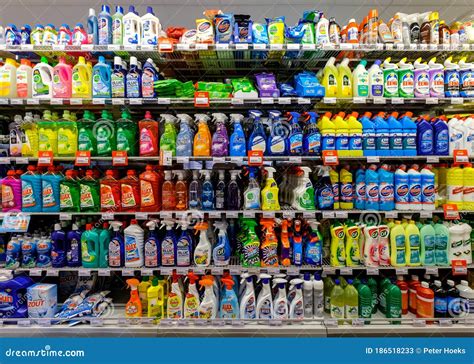 Household Cleaning Products on Supermarket Shelf Editorial Stock Photo ...