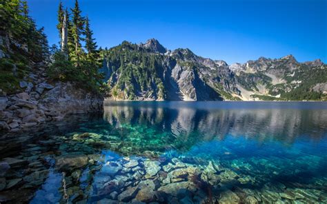 Download wallpapers Cascade Range, mountain lake, beautiful nature, North America, USA ...