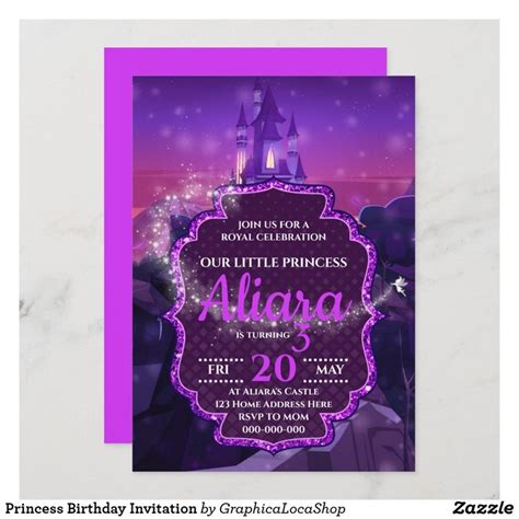 Princess Birthday Invitations & Invitation Templates | Zazzle | Birthday invitations, Princess ...