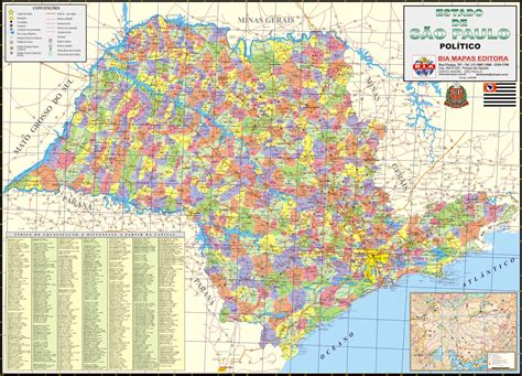 Estado de São Paulo Político Rodoviário - 1,20 X 0,90 - Bia Mapas Editora