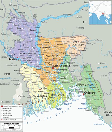 Bangladesh - Peta geografis Bangladesh