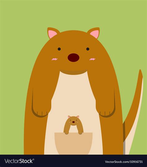 Cute fat big kangaroo with baby Royalty Free Vector Image