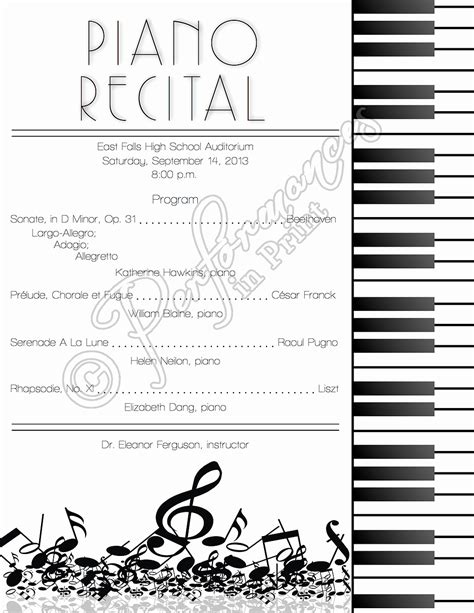 50 Music Recital Program Templates Free