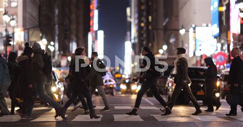 Crowd of people walking street slow motion New York City at night Stock Footage #AD ,#street# ...
