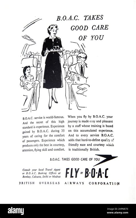 Vintage Advertisement for British Overseas Airways Corporation Stock Photo - Alamy