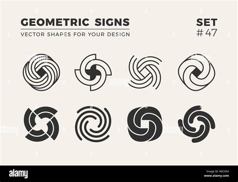 Set of eight minimalistic trendy shapes. Stylish vector logo emblems ...