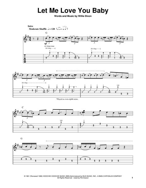 Let Me Love You Baby par Stevie Ray Vaughan Partitions pour Tablature Guitare Facile sur Sheet ...