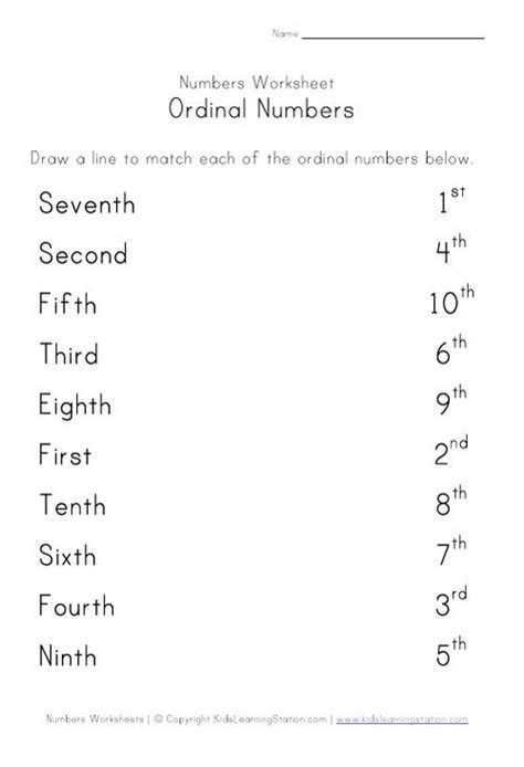 Match Ordinal Numbers Worksheet | Ordinal numbers, Number worksheets, Ordinal numbers kindergarten