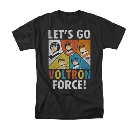 Voltron "Let's Go Voltron Force" on Black T-Shirt. Available in regular ...