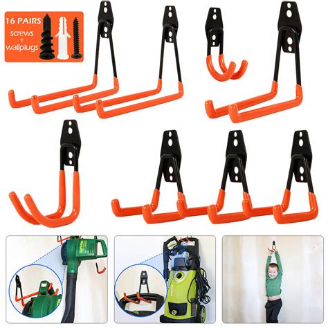 Pack of 8 Steel Garage Storage Hooks Wall Mount Hanging Hooks with ...