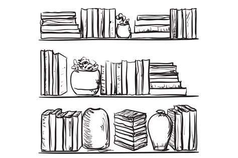 Books shelves sketch | Illustrator Graphics ~ Creative Market