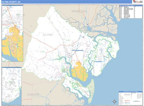 Glynn County, Georgia Zip Code Wall Map | Maps.com.com