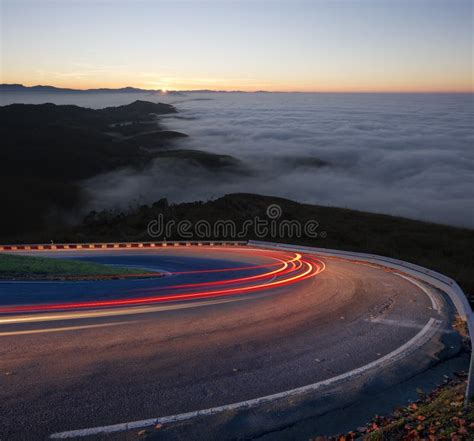 Cars in Road Mountain at Night Stock Image - Image of light, travel: 89068393