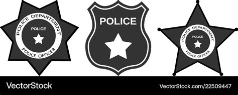 Set police badge with stars in flat style Vector Image