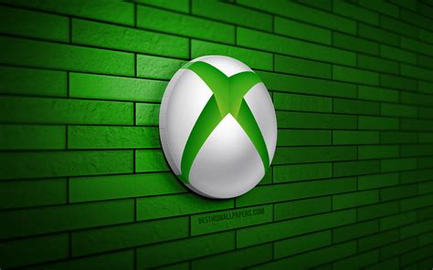 Скачать обои Xbox 3D logo, 4K, green brickwall, creative, brands, Xbox logo, 3D art, Xbox для ...