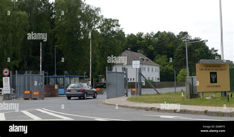 A guard station is picture at the entrance to the British barracks in ...