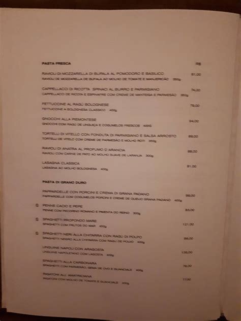 Menu em Restaurante Fasano Salvador, Salvador