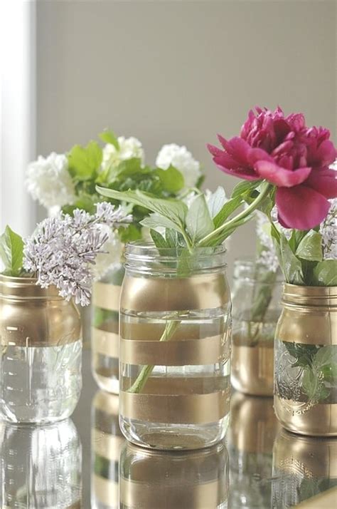 DIY Gold Mason Jar Flower Vases - Your Homebased Mom