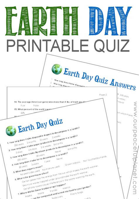 Earth Day Quiz (Free Printable)