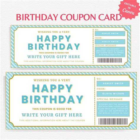 Birthday Gift Coupon Template Printable Birthday Gift Coupon Card ...