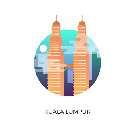 Flat Modern Petronas Tower Kuala Lumpur Malaysia Badge Logo Vector ...