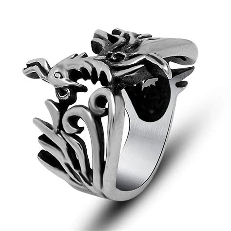 Fashion jewelry titanium steel ring, Phoenix bird ring, Titanium steel accessories. Men's and ...