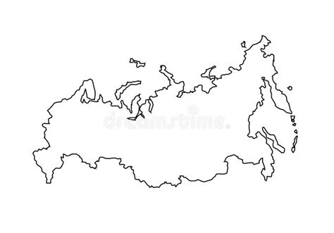 Russia Outline Map National Borders Country Shape Stock Illustration ...