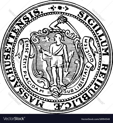 Seal of the state of massachusetts vintage Vector Image