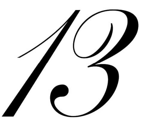 Free Printable Tracing Numbers: Fancy Calligraphy Number 13