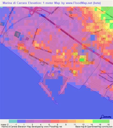 Elevation of Marina di Carrara,Italy Elevation Map, Topography, Contour